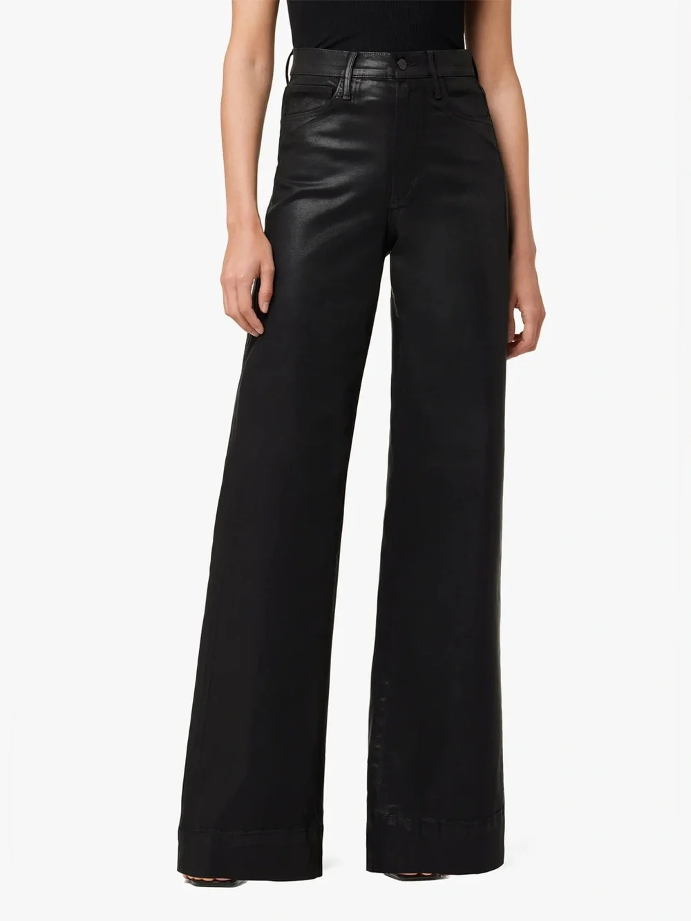 Joes Jeans The MIA High Rise Wide Leg Black Coated Denim